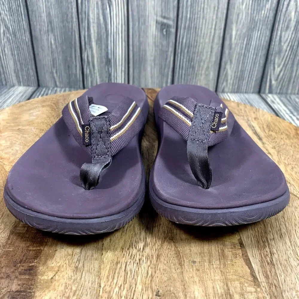 Chaco Classic Canvas Strap Beach Summer Flip Flops Sandals Women 7‎ Purple Gray